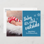 Baby Vakantie geboorteaankondiging Snowy Christmas Feestdagenkaart (Voorkant / Achterkant)