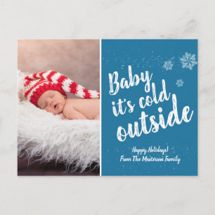 Baby Vakantie geboorteaankondiging Snowy Christmas Feestdagenkaart