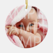 baby vakantie-ornamenten. gouden lint keramisch ornament (Voorkant)