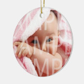 baby vakantie-ornamenten. gouden lint keramisch ornament (Links)