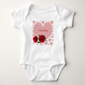 Baby Valentijnsdag Roze hartritmerozen Romper (Voorkant)