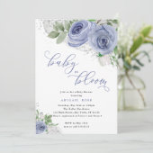 Baby van baby shower in Bloom, Blue & Silver Flowe Kaart (Staand voorkant)
