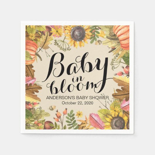 Baby van baby shower in Bloom Maple Pumpkins Sunfl Servet (Voorkant)