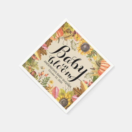 Baby van baby shower in Bloom Maple Pumpkins Sunfl Servet (Hoek)