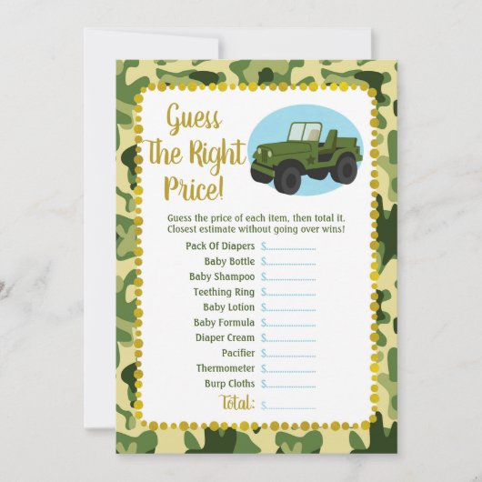 Baby van de legerkamer raad het juiste prijsspel (Voorkant)