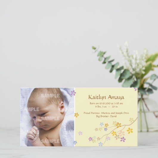 Baby van de Reaching Branch (Lemon) Aankondiging (Staand voorkant)