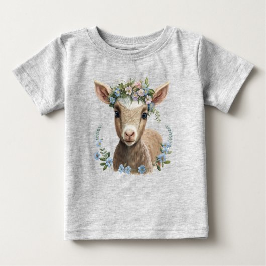 Baby van de T-shirt voor de baby-geitenbloem (Voorkant)
