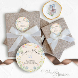 Baby van de waterverf in Bloom Wilde Floral Shower Ronde Sticker