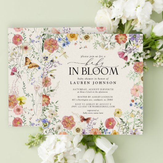 Baby van geperste wilde bloemen in Bloom Shower Kaart