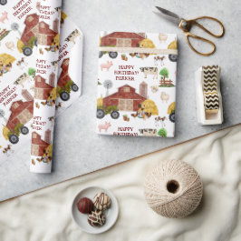 Baby van landbouwhuisdieren Waterverf Cadeaupapier