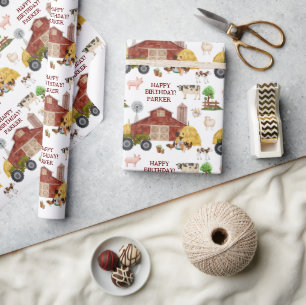 Baby van landbouwhuisdieren Waterverf Cadeaupapier