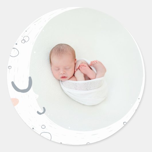 Baby van leuke foto's met moon, ster en cloud ronde sticker (Voorkant)