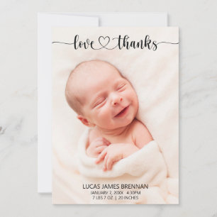 Baby van liefde en Bedankt Fotokaart Aankondiging