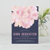 Baby van Navy & Roze Waterverf Peony Kaart (Staand voorkant)