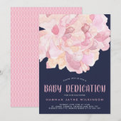 Baby van Navy & Roze Waterverf Peony Kaart (Voorkant / Achterkant)