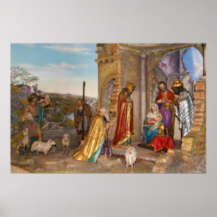Baby van Nazareth in de Bethlehem Manger Poster