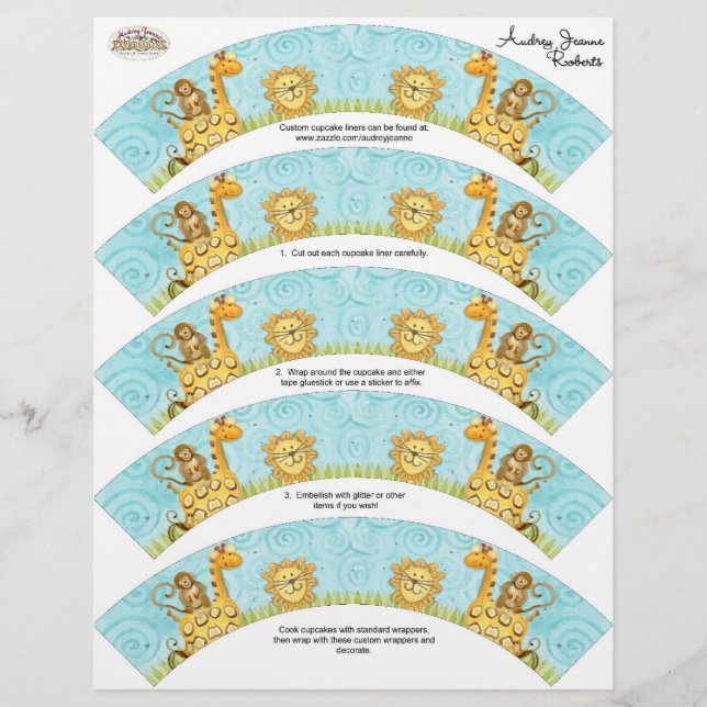 Baby van oerwoud Giraffe Cupcake Wrapper Shower Ki (Voorkant)