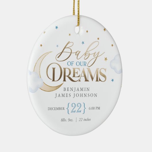Baby van onze Dreams Blue Baby's Eerste Kerstmis Keramisch Ornament (Rechts)