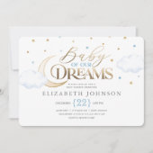 Baby van onze Dreams Moon en Stars Blue Baby showe Kaart (Voorkant)