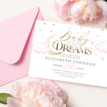 Baby van onze Dreams Moon en Stars Pink Baby showe