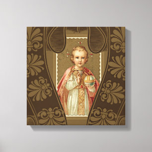 Baby van Praag Jezus Zegen holding wereld Canvas Afdruk
