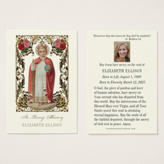 Baby van Prague Funeral Prayer Kaart (Voorkant /achterkant)