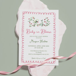  Baby van rode bloemen in het Baby shower van Bloo Kaart