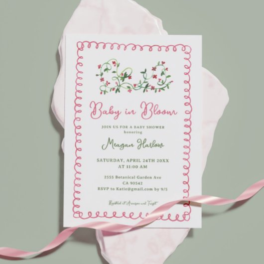  Baby van rode bloemen in het Baby shower van Bloo Kaart