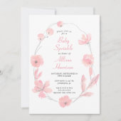 Baby van roze Floral Waterverf Kaart (Voorkant)