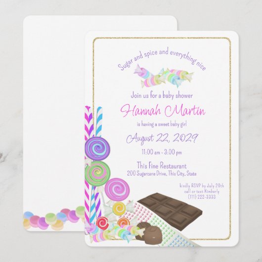 Baby van Snoep van suiker en specerijen Kaart (Voorkant / Achterkant)