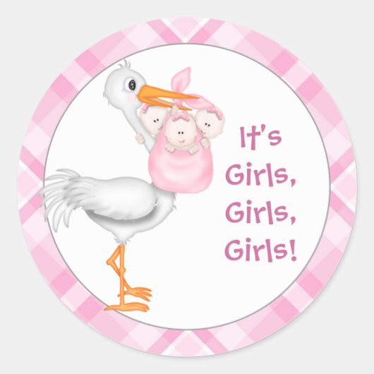 Baby van Stork & Triplet Girls Ronde Sticker (Voorkant)