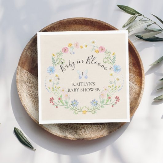Baby van wilde bloemen in Bloom Waterverf Shower Servet