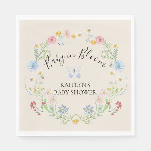 Baby van wilde bloemen in Bloom Waterverf Shower Servet (Voorkant)