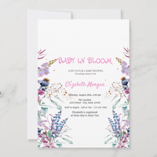 Baby van wilde bloemen in het Baby shower Bloom Kaart (Voorkant)