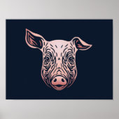 Baby Varken Dierenportret | Cute Roze Varkensprint Poster (Voorkant)