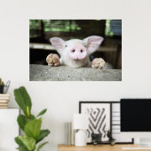 Baby varkensstapel in Pen, Varkensgier Poster (Thuiskantoor)