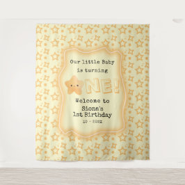 Baby verandert één Schattigee sterrenverjaardagsac Wandkleed