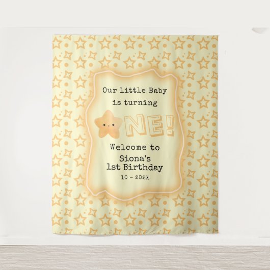 Baby verandert één Schattigee sterrenverjaardagsac Wandkleed (Voorkant)