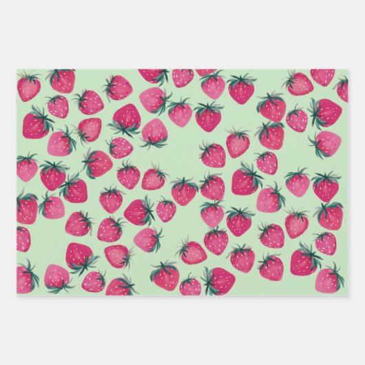 Baby Verjaardag Aardbeienwikkel Aardbeien in Roze Inpakpapier Vel (Voorkant 2)