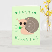 Baby Verjaardag Kaart Lucky Snail -  (Gele Bloem)
