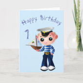 Baby Verjaardag Kaart met Schattigee kleine zeeman (Voorkant)