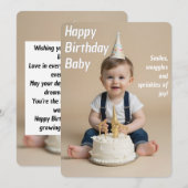 Baby Verjaardag Kaart voor Instant Download (Voorkant / Achterkant)