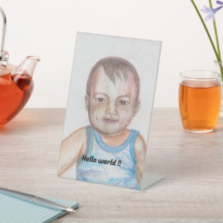 Baby verjaardag reclamebord met voetstuk