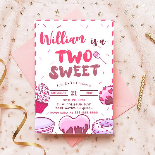 Baby Verjaardag Snoep Twee lief feest Kaart