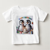 Baby Verjaardag Tshirt met pinguïns (Voorkant)
