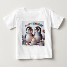 Baby Verjaardag Tshirt met pinguïns