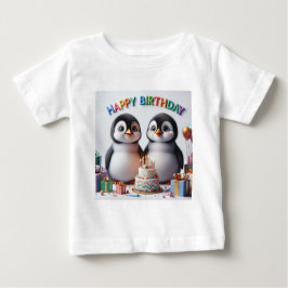 Baby Verjaardag Tshirt met pinguïns