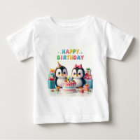 Baby Verjaardag Tshirt met pinguïns