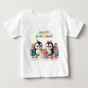 Baby Verjaardag Tshirt met pinguïns