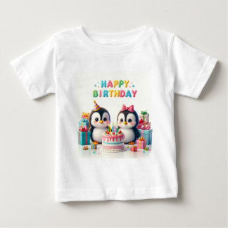 Baby Verjaardag Tshirt met pinguïns